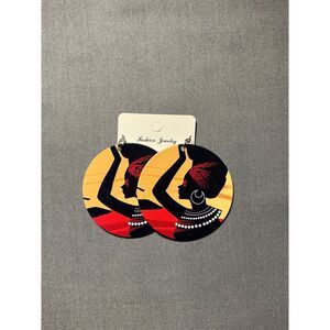 Large African American Women‎ Wood Earrings